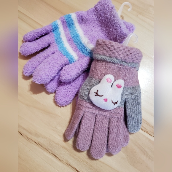 Girl's Fashion Winter Gloves Bundle Purple Style - Picture 1 of 1
